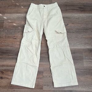 Hollister Cream Cargo Ultra High Rise Baggy Pants Size 27 Corduroy